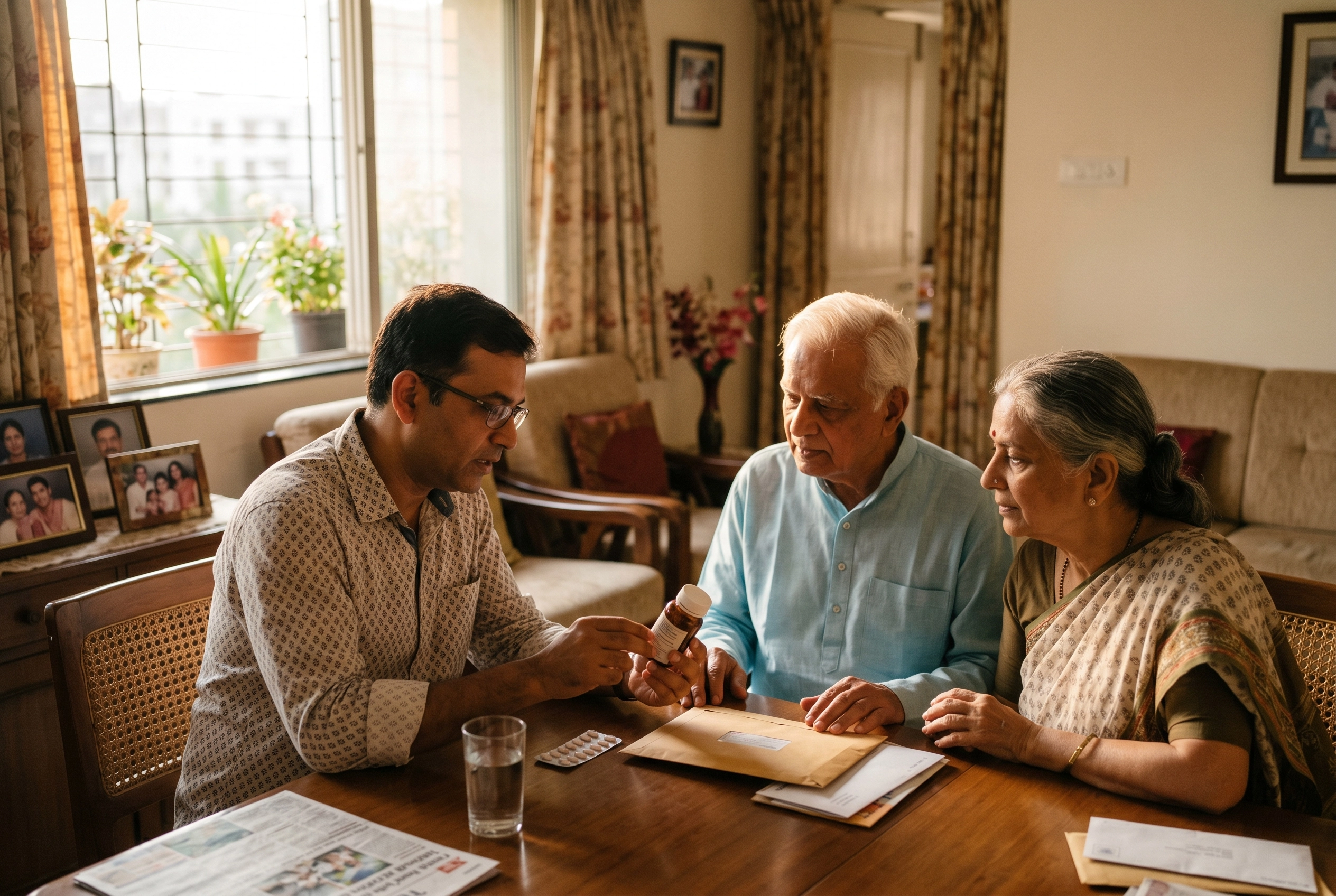Indian family showing hidden elder care financial burden affecting middle class India savings