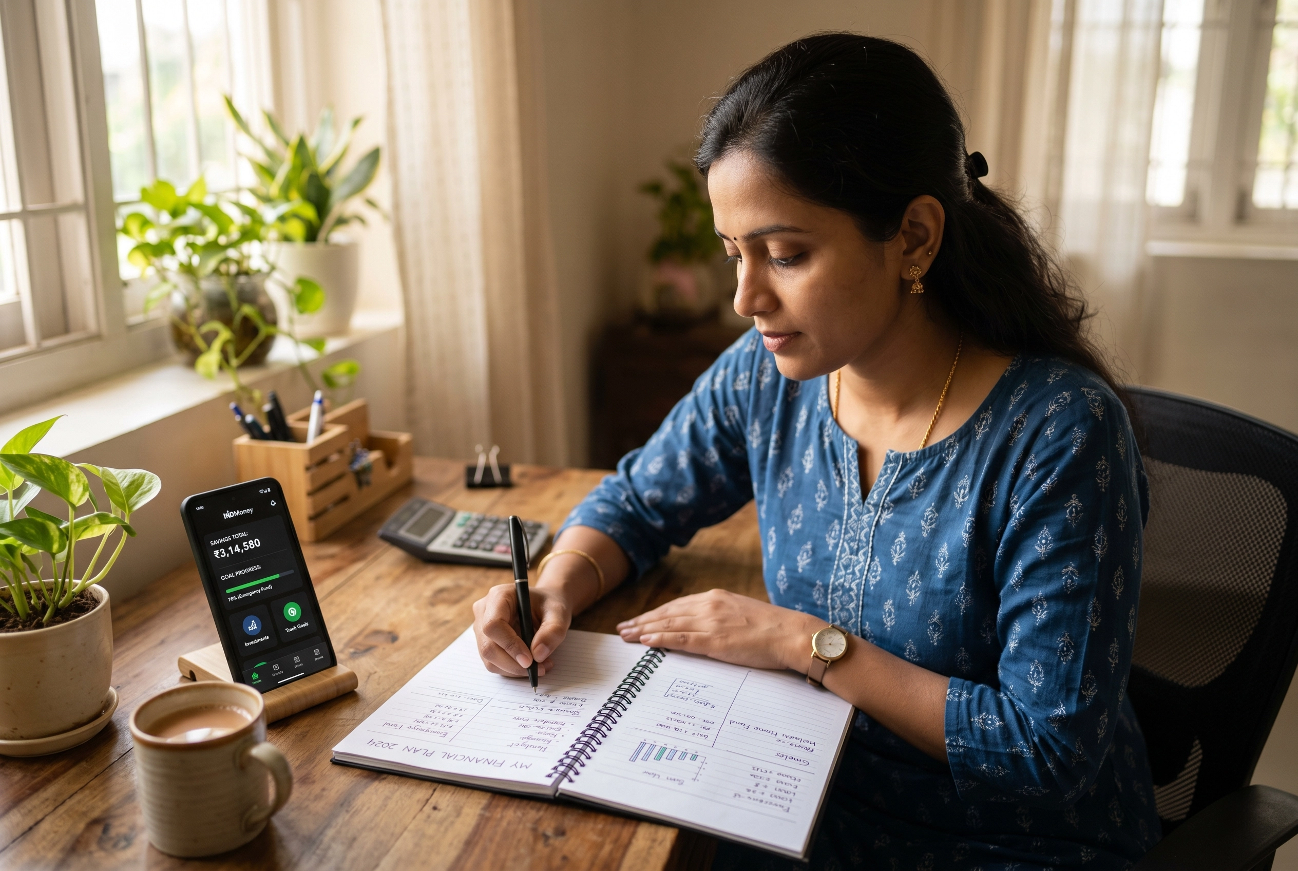 Young Indian woman building savings habit showing how to escape the middle class India savings trap