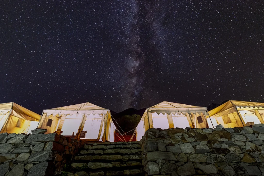 milkyway galaxy in pangong lake night sky