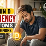 Indian adult man showing vitamin D deficiency symptoms like fatigue and weakness near sunlight window.