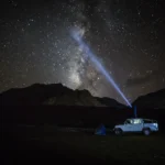 Photographer capturing Milky Way photography India over snow-capped Spiti Valley peaks at night