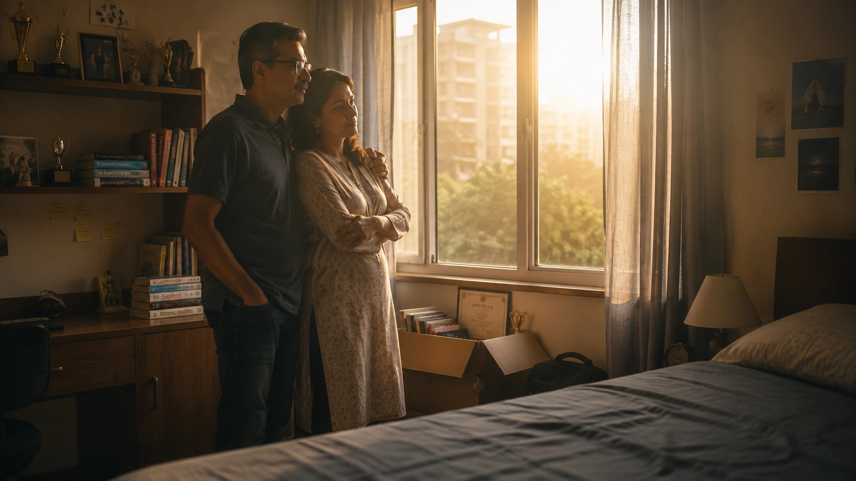 Indian parents experiencing empty nest syndrome after their children leave home