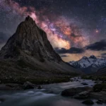 Milky Way core arching over Mountain Gumbo Ronjon, Zanskar Valley, Ladakh, one of India's best dark sky locations for astrophotography