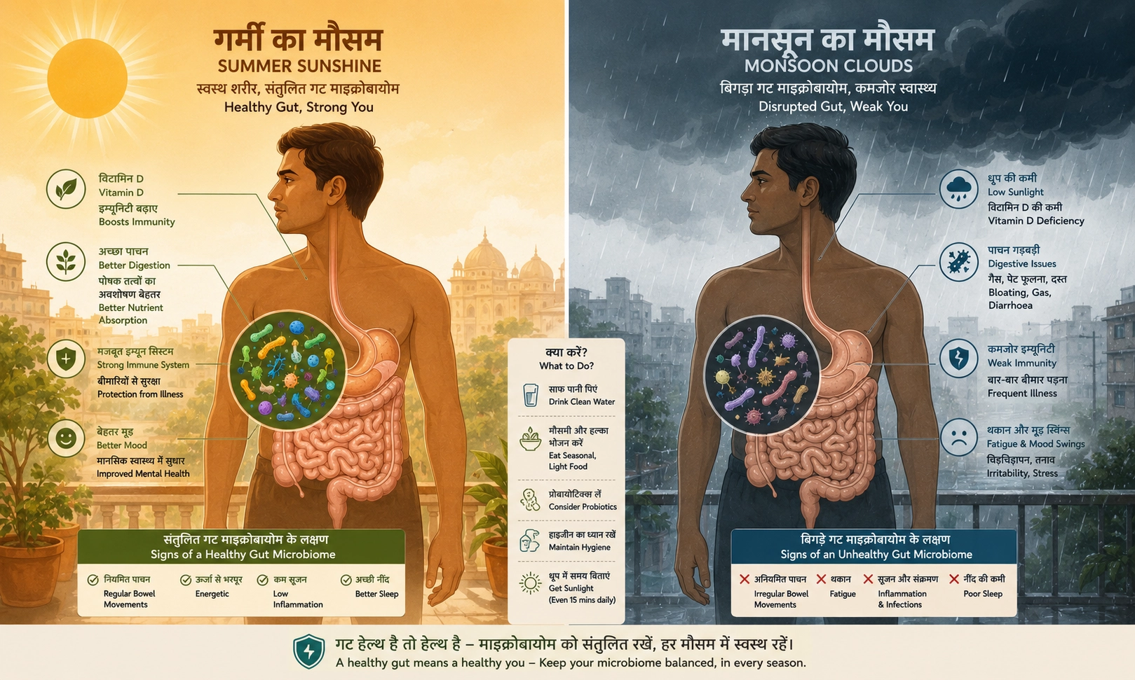 How monsoon disrupts vitamin D and gut health in Indian bodies — monsoon health India