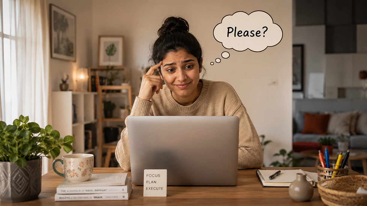 A person using polite language while interacting with an AI assistant