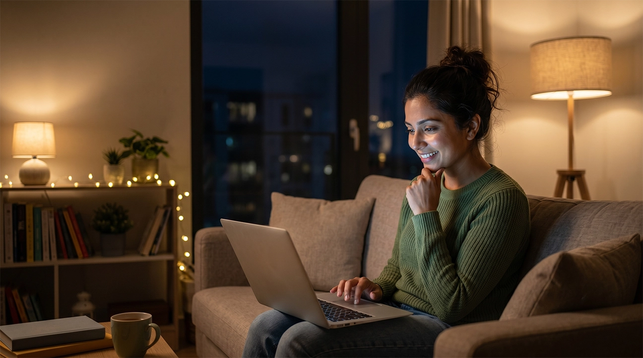 A person finding companionship through conversations with artificial intelligence.