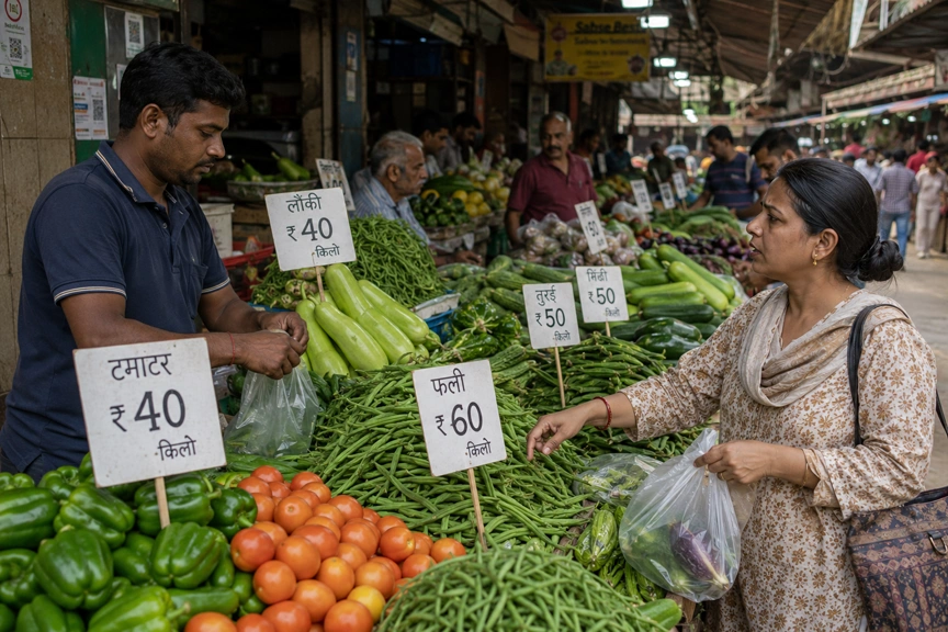  Indian vegetable market prices rising as cost of living middle class India 2026 increases