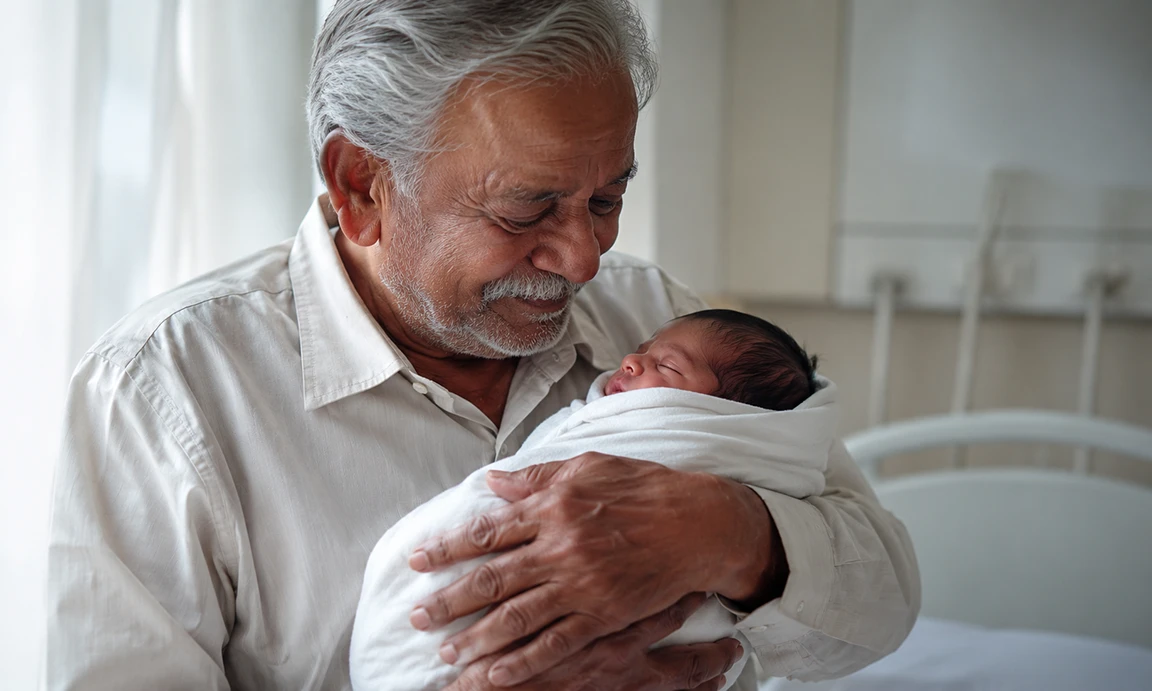 An Indian grandfather holding his grandchild — the emotional turning point that reveals the depth of Indian fathers emotions