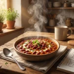 A family meal that captures childhood memories and the emotional comfort of homemade food.