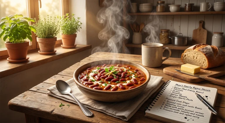 A family meal that captures childhood memories and the emotional comfort of homemade food.