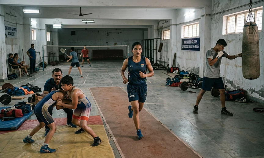 Young Indian athletes training for Olympic sports despite limited resources