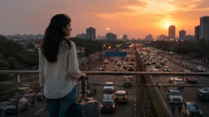 A young Indian professional standing at a crossroads — the quiet decision behind reverse migration India away from metro cities