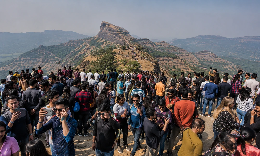 Crowded tourist destination influenced by social media travel trends