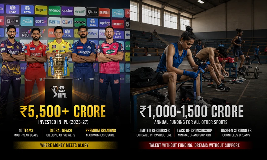 Comparison showing differences in sponsorship and funding across Indian sports