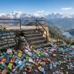 Tourism-related litter and plastic waste damaging a scenic destination in India