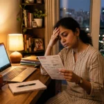 Young Indian professional woman feeling financially stuck despite earning a good salary in Delhi
