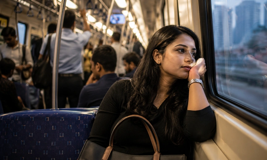 Editorial photograph illustrating loneliness in urban cities in the context of loneliness urban india
