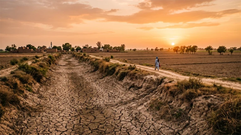 A dry irrigation canal in Punjab reflecting the state's growing groundwater crisis