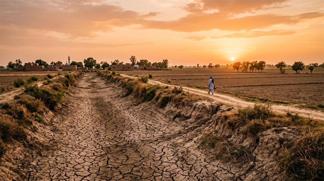 A dry irrigation canal in Punjab reflecting the state's growing groundwater crisis