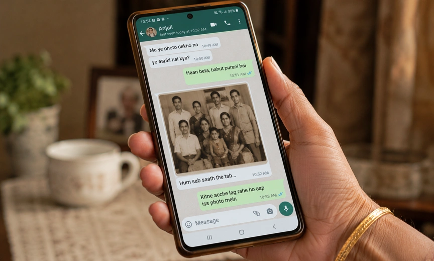 Old family photo shared in the Indian family WhatsApp group sparking nostalgia