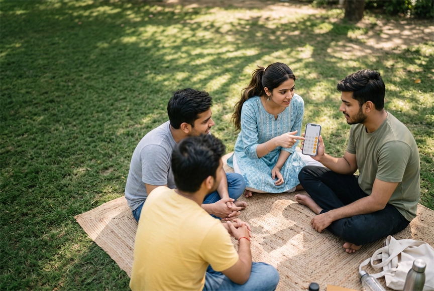 Friends splitting the real cost behind a budget weekend trip Delhi August plan