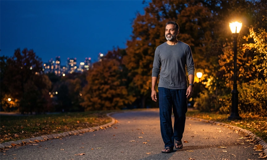 Walking after a meal as part of a healthy evening routine