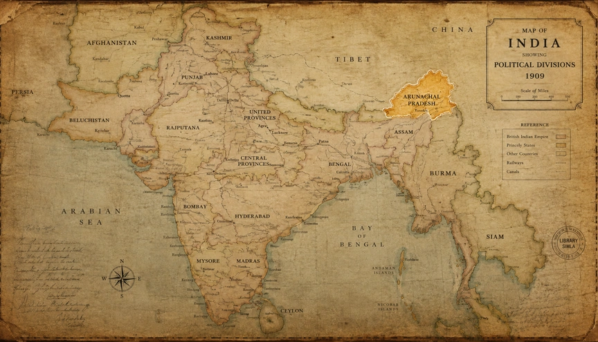 The 1914 Simla Convention map at the origin of the Arunachal Pradesh China dispute