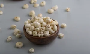 Roasted makhana or fox nuts served as a healthy Indian snack