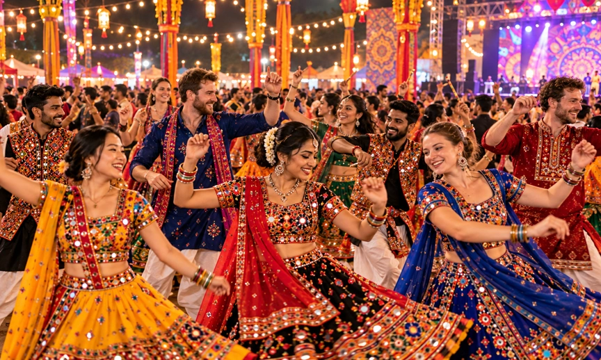 A large diaspora Garba event in the United States during Navratri season