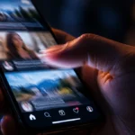 Infinite scroll doomscrolling social media motion on phone screen