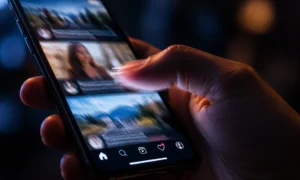 Infinite scroll doomscrolling social media motion on phone screen