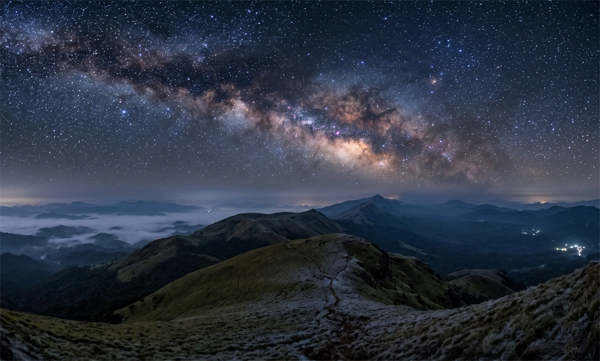 Stars over Tadiandamol Peak, Coorg's highest point for night sky viewing