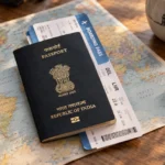 Indian passport on a table representing visa-free countries India travelers can visit
