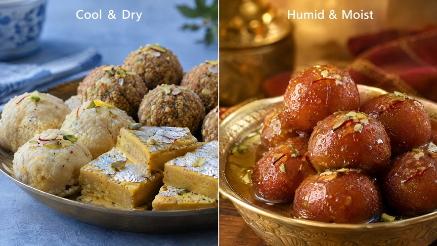 How dry and humid weather affect how long Diwali sweets stay fresh